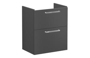 VitrA Root Flat 60cm 2 Drawer Slim Washbasin Unit - Matt Storm Grey